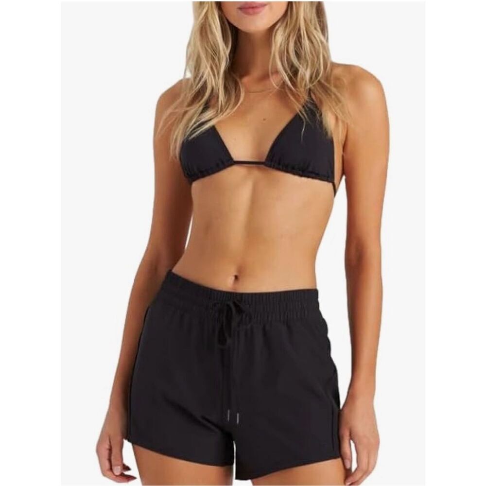 Billabong Women's So Swell 3" Elastic Waist Boardshort, Black Sands, Large, NWT